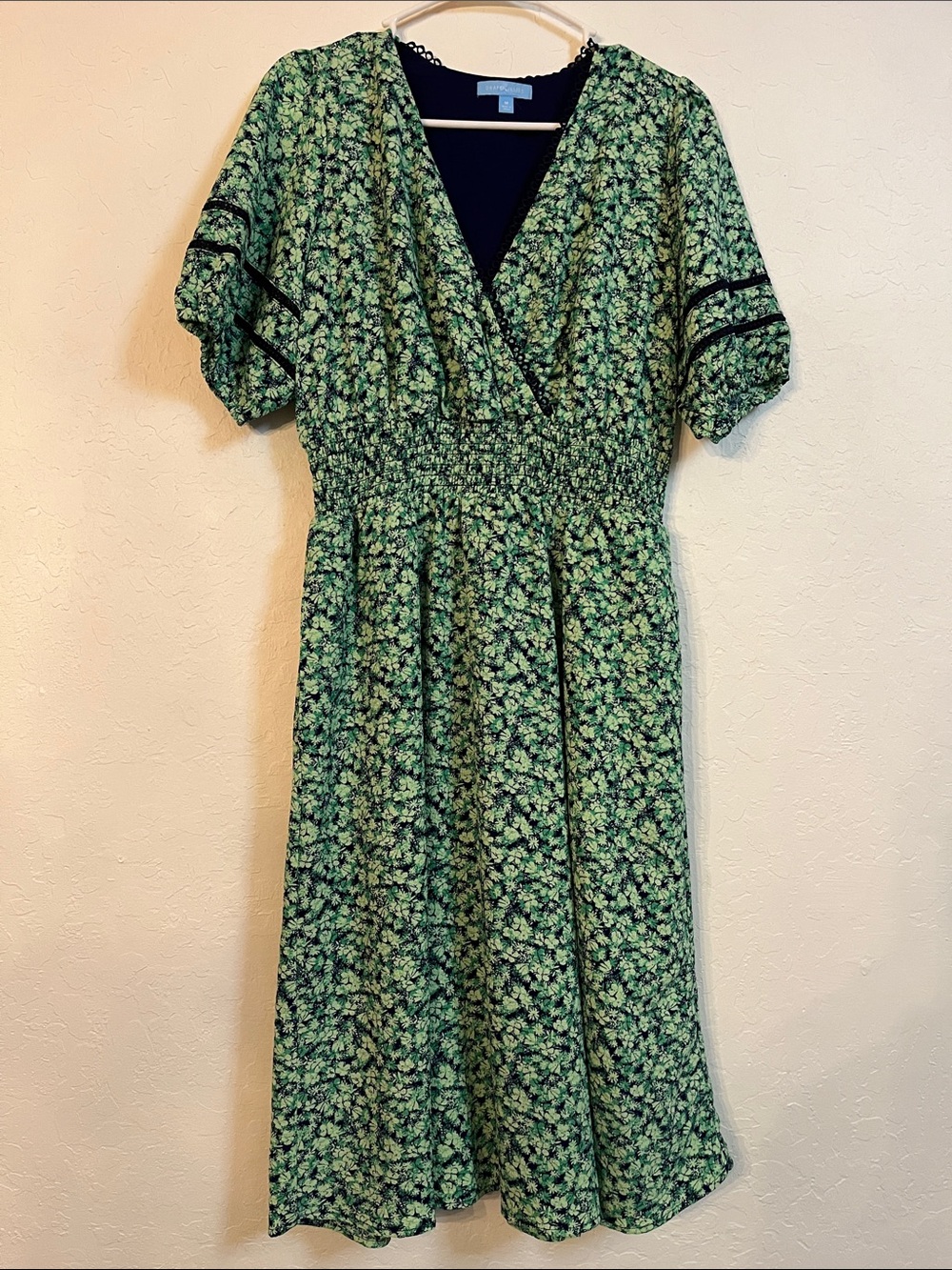 Draper James Green Floral Wrap-Style Midi Dress